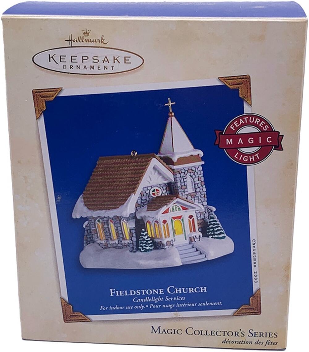 Hallmark Keepsake 2003 Candlelight Services Fieldstone Church #6 Ornament in Box